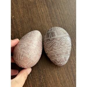 Kenya carved soap stone eggs paper weights